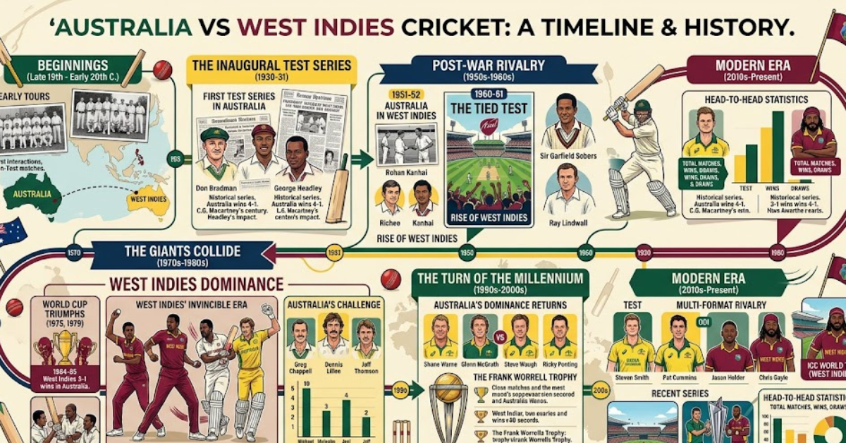 Australia vs West Indies Cricket Timeline & History