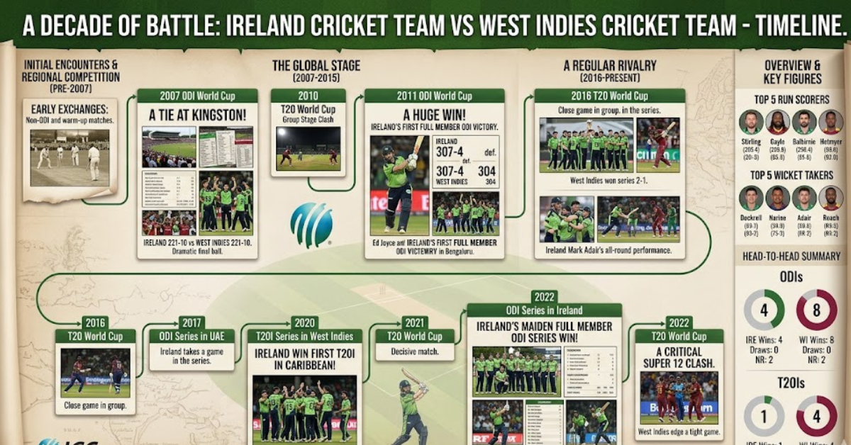 Ireland vs West Indies Cricket Timeline & History