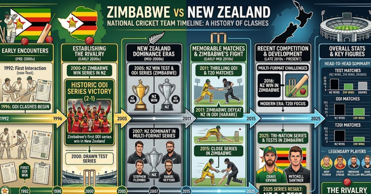Zimbabwe vs New Zealand Cricket Timeline & History