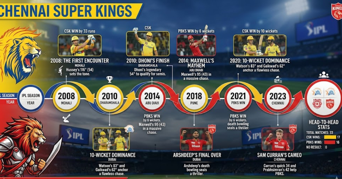 Chennai Super Kings vs Punjab Kings Timeline