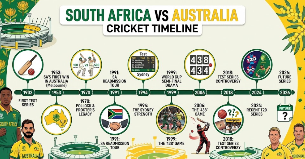 South Africa vs Australia Cricket Timeline