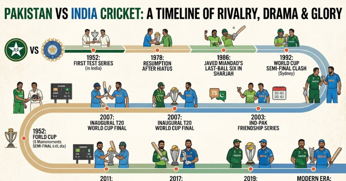 Pakistan vs India Cricket Team Timeline