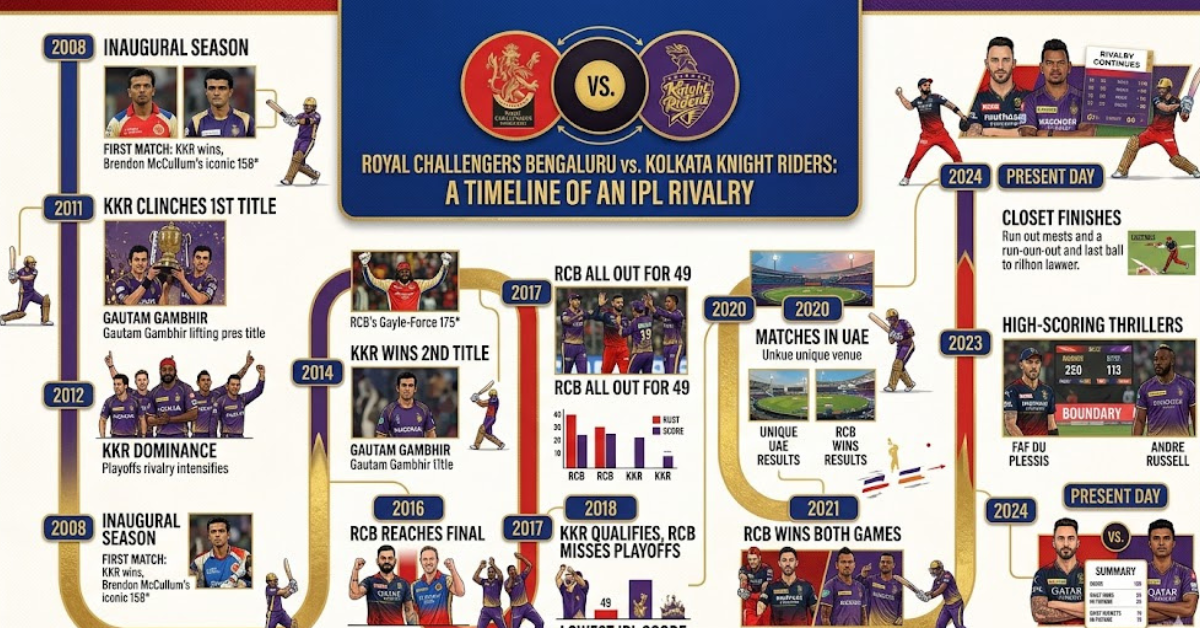 RCB vs KKR Timeline in IPL History
